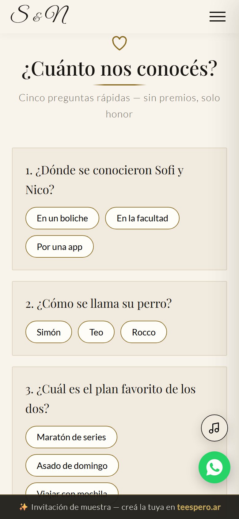 Trivia para invitados: preguntas sobre la pareja con opciones para responder desde el celular